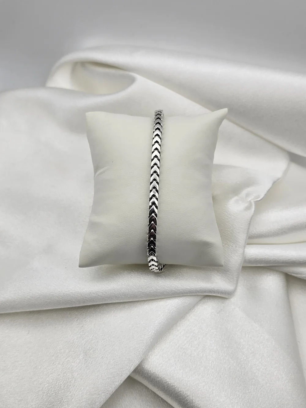 Rhodium Over Sterling Silver 925 Franco Bracelet